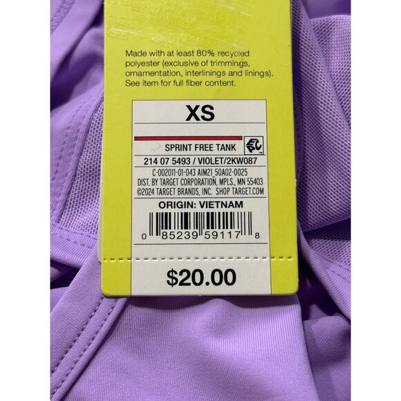 XS - Womens Sprint Free Racerback Tank Top - All In Motion - Purple - Picture 4 of 10